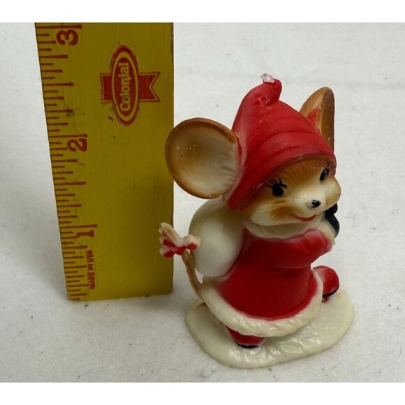 Vintage Mouse Christmas Helper Figurine Red Santa Outfit Holiday Decor Hong Kong - Picture 8 of 8